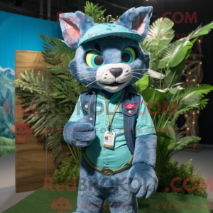 Teal Cat mascottekostuum...