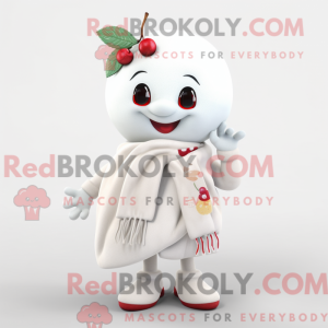 Hvid Cherry maskot kostume...
