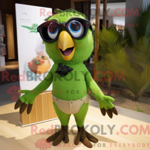 Olive Parrot maskot kostume...