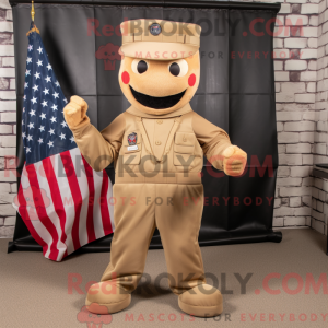 Tan American Soldier maskot...