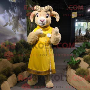 Gold Ram maskot kostume...
