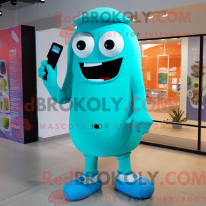Cyan Phone mascottekostuum...