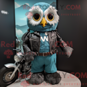 Teal Owl maskot kostume...