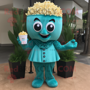 Teal Pop Corn mascotte...