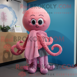 Rosa Octopus maskot drakt...