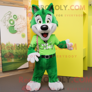 Lime Green Say Wolf maskot...