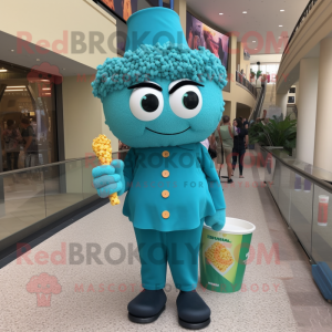 Teal Pop Corn mascotte...