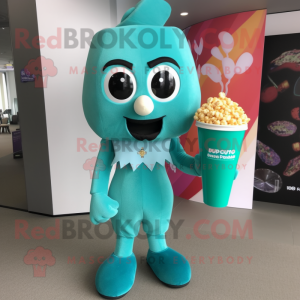 Teal Pop Corn mascotte...