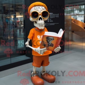 Orange Skull maskot kostume...