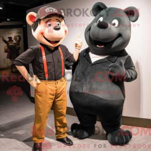 Sort gris maskot kostume...