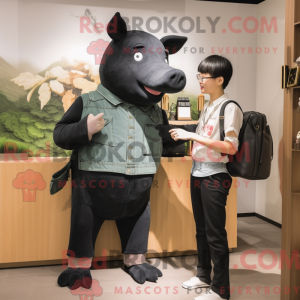 Svart gris maskot kostyme...