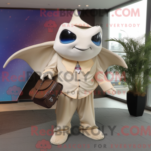Beige Manta Ray maskot...