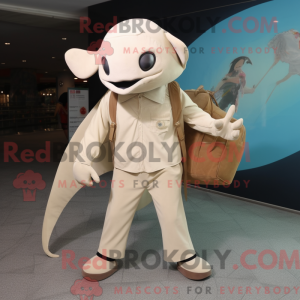 Beige Manta Ray-maskot...