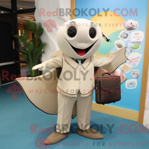 Beige Manta Ray-maskot...