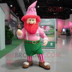 Pink Leprechaun mascot costume character dressed with a Long Sleeve Tee and Anklets
