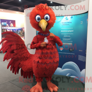 Red Peacock maskot kostume...