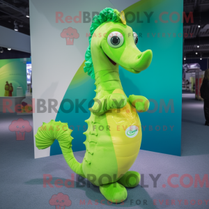 Lime Green Sea Horse maskot...