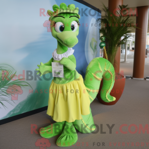 Lime Green Sea Horse mascot...