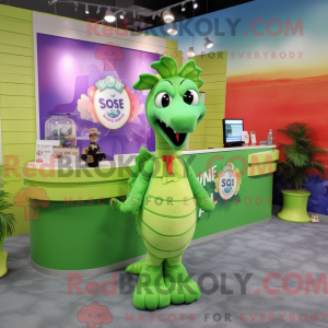 Lime Green Sea Horse maskot...