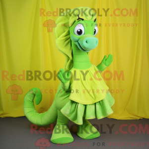 Lime Green Sea Horse mascot...