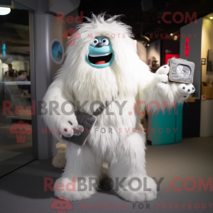 Hvit Yeti-maskotdraktfigur...