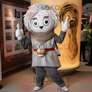 Grå Ramen-maskotdraktfigur...