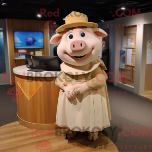 Tan Pig mascottekostuum...