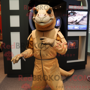 Tan Komodo Dragon mascot...