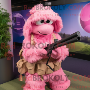 Roze Sniper-mascottekostuum...