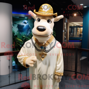 Cream Jersey Cow mascot...