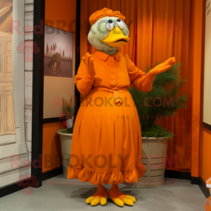 Orange Quail maskot kostume...
