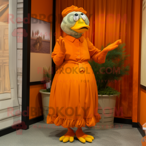 Orange Vaktel maskot kostym...