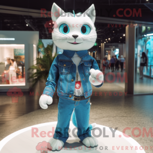 Cyan Cat-maskotdraktfigur...