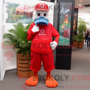 Rode Zwanen mascottekostuum...