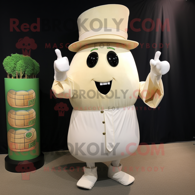 Cream Turnip mascot costume character dressed with a Long Sleeve Tee and Cufflinks