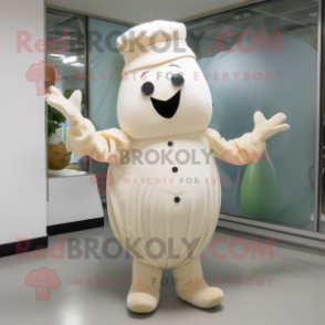 Cream Turnip mascot costume character dressed with a Long Sleeve Tee and Cufflinks