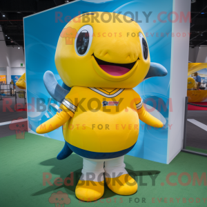 Yellow Whale mascot costume...