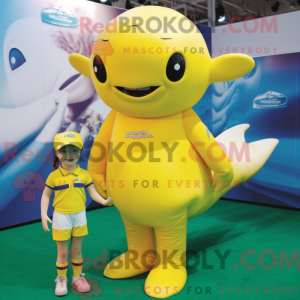 Yellow Whale mascot costume...