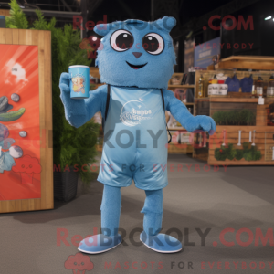 Sky Blue Soda Can maskot...