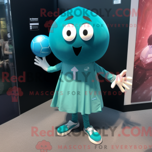 Teal Handball Ball mascot...