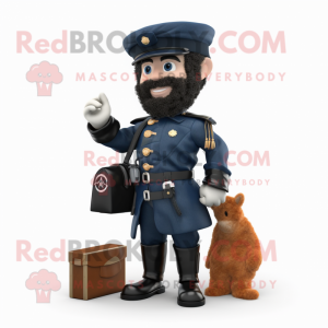 Navy Civil War Soldier mascot costume character dressed with a Biker Jacket and Wallets