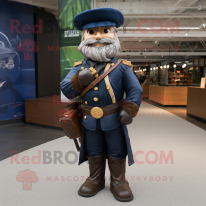 Navy Civil War Soldier mascot costume character dressed with a Biker Jacket and Wallets