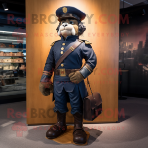 Navy Civil War Soldier mascot costume character dressed with a Biker Jacket and Wallets