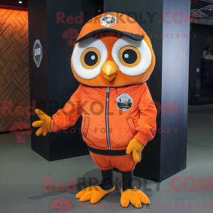 Maskotdraktfigur i oransje...