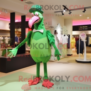 Grøn Flamingo maskot...