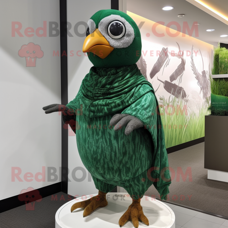 Forest Green Quail mascot costume character dressed with a Capri Pants and Shawls Forest Green Quail mascot costume character dressed with a Capri Pants and Shawls