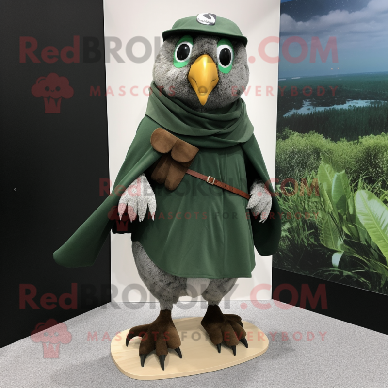 Forest Green Quail mascot costume character dressed with a Capri Pants and Shawls