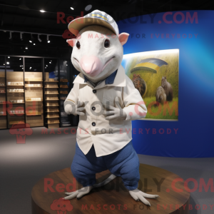Hvid Armadillo maskot...