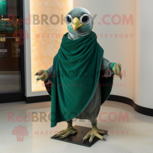 Forest Green Quail mascot costume character dressed with a Capri Pants and Shawls