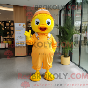 Gul mandarin maskot kostume...